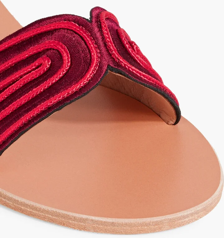 Harness embroidered satin slides - Image 4