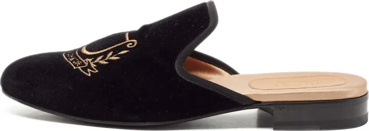 Harp-Embroidered Mules