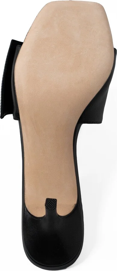 Harper Black Leather Rhinestone Kitten Heel Work Evening Sandal - Image 7