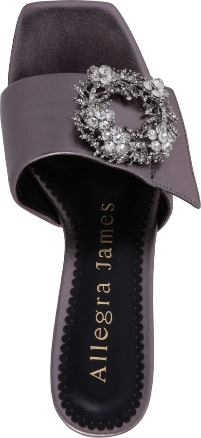 Harper Jeweled Silver Leather Comfortable Mule Sandal - Image 2