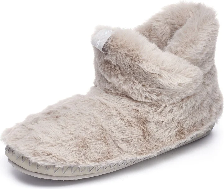 Harriet - Recycled High Density Faux Fur Slipper Boot - Trace Grey - Image 7