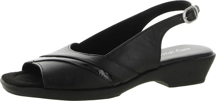 Harriet Womens Faux Leather Patent Trim Slingback Sandals