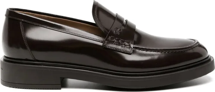 Harris debossed-logo leather loafers