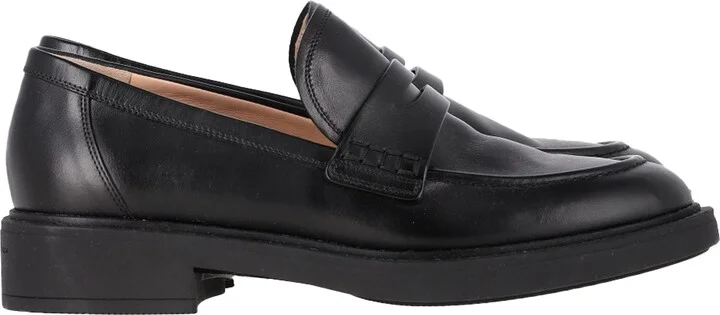 Harris Penny Loafers in Black Leather