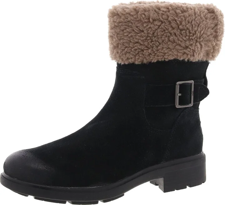 Harrison Cuff Womens Suede Ankle Shearling Boots