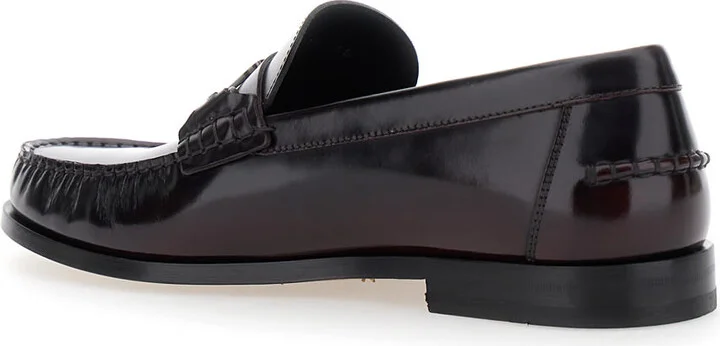 'harry' Black Loafers With Almond Toe And Logo Plaque Detail In Leather Man - Image 3