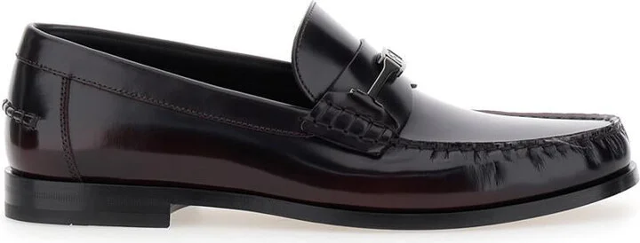 'Harry' Black Loafers With Almond Toe And Logo Plaque Detail In Leather Man