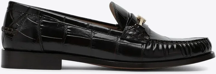 Harry Croc-Embossed Leather Chain Loafers