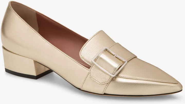 Harumi Women's 6223345 Champagne Leather Buckle Mules
