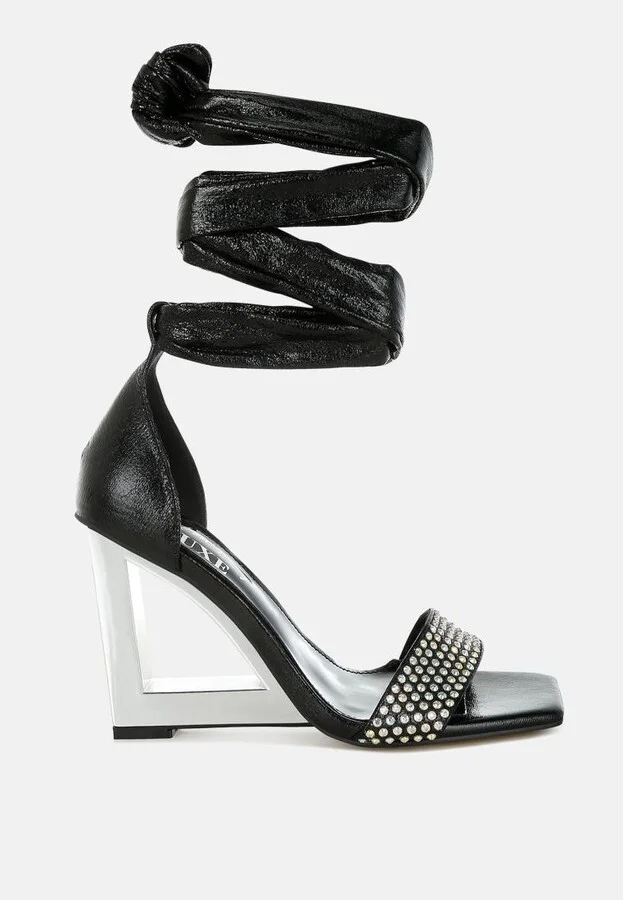 Hashira Ab Rhinestone Studded Lace-Up Fantasy Heels - Image 2