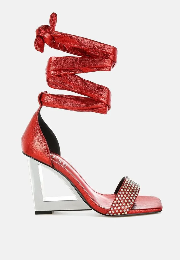 Hashira Ab Rhinestone Studded Lace-Up Fantasy Heels - Image 4