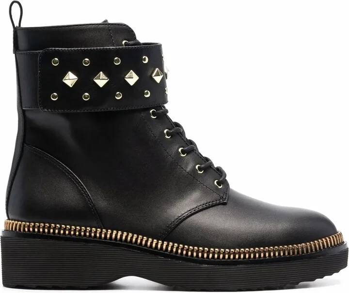 Haskell spike-strap leather boots