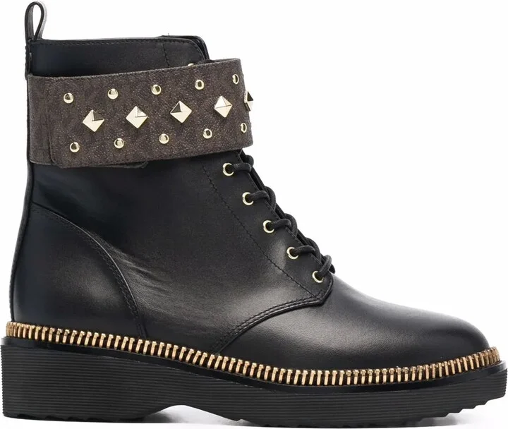 Haskell studded logo leather boots