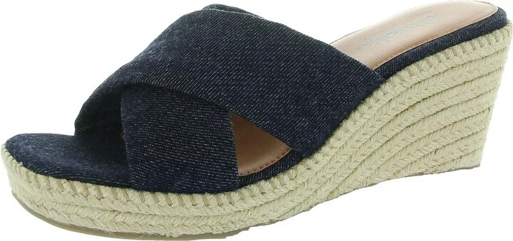 Hastings Womens Leather Slip On Wedge Sandals