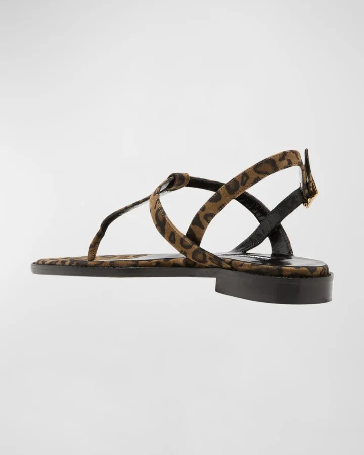 Hata Leopard Thong Slingback Sandals - Image 3