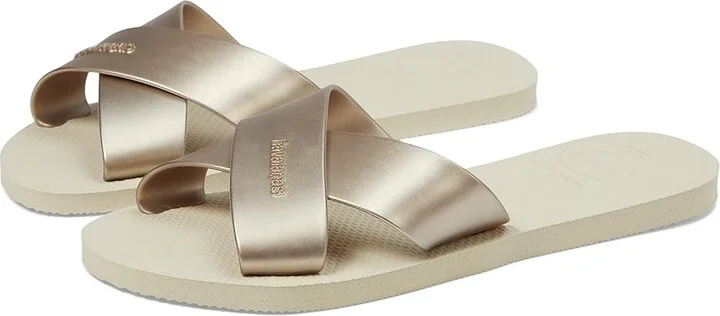 Havaianas Aqua Metallic Women's Sandals Beige : EU 39-40 (US Men's 7-8 - Women's 9-10) M, Rubber