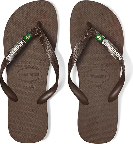 Havaianas Brazil Logo Sandals Men's Sandals Dark Brown/White : EU 43/44 (US Men's 11/12) M, Rubber
