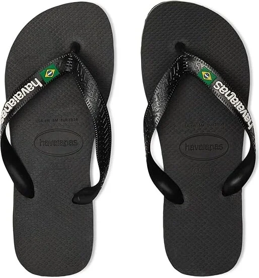 Havaianas Brazil Logo Unisex Flip Flops Women's Sandals Black/Black : EU 35-36 (US Men's 4-5 - Women's 5-6) M, Rubber