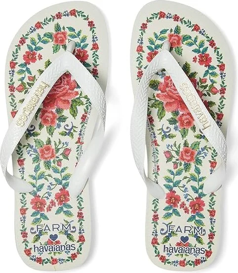 Havaianas Farm Flower Tapestry Sandals Women's Wedge Shoes White : EU 41-42 (US Women's 11-12) M, Rubber