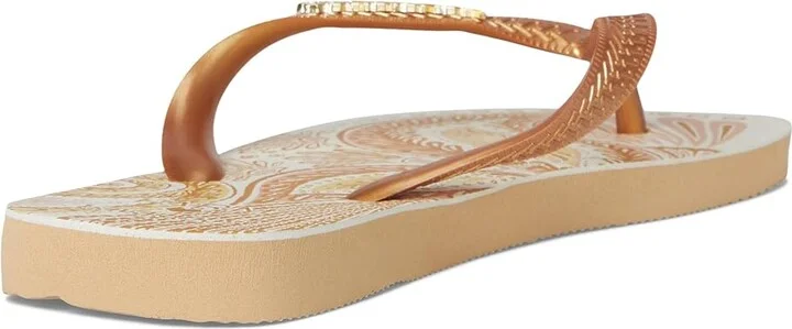 Havaianas Farm Papillon Sandals Women's Wedge Shoes Golden : EU 37-38 (US Women's 7-8) M, Rubber - Image 3