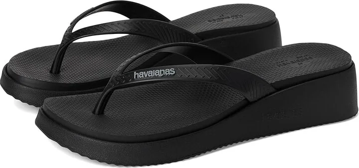 Havaianas High Platform II Sandals Women's Wedge Shoes Black : EU 36 (US Women's 6) M, Rubber