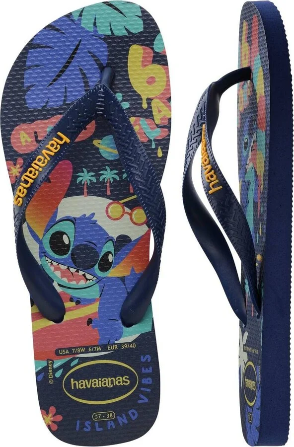 Havaianas Men's Top Disney Round Toe Sandals - Navy, Yellow - Image 4
