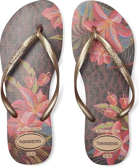 Havaianas Slim Animal Floral Fusion Sandals Women's Sandals Rust : EU 39-40 (US Women's 9-10) M, Rubber