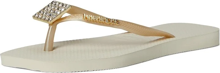 Havaianas Slim Crystal Square Elegance Sandals Women's Sandals Beige : EU 39-40 (US Women's 9-10) M, Rubber - Image 4