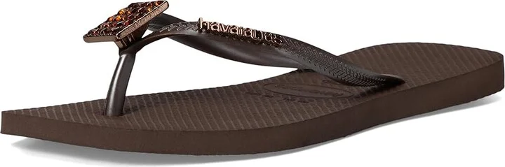 Havaianas Slim Crystal Square Elegance Sandals Women's Sandals Dark Brown : EU 36 (US Women's 6) M, Rubber - Image 4