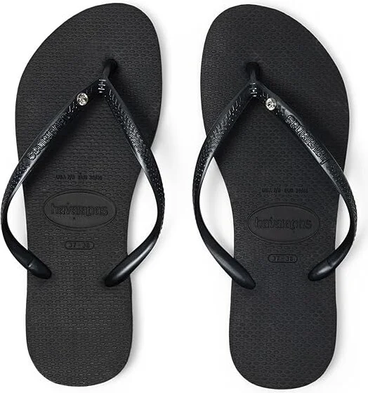 Havaianas Slim Crystal SW II Flip Flop Sandal Women's Shoes Black : EU 35-36 (US Men's 4-5 - Women's 5-6) M, Synthetic