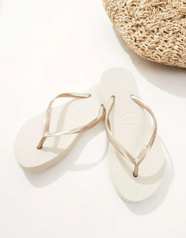 Havaianas slim flatform flip flops in beige - Image 2