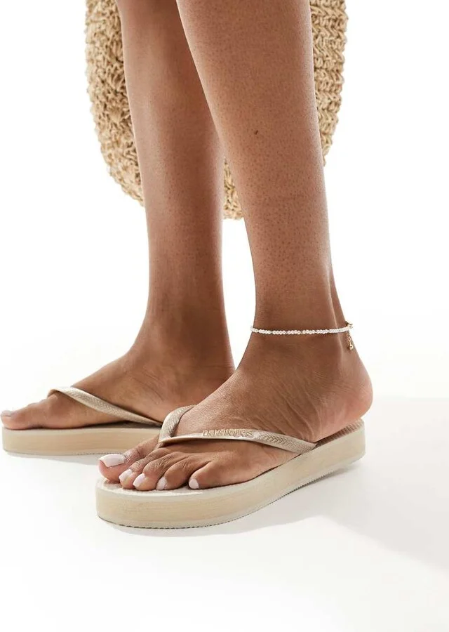 Havaianas slim flatform flip flops in beige