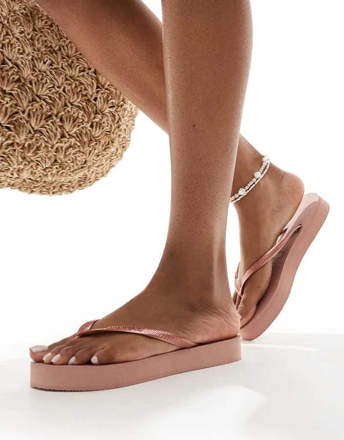 Havaianas slim flatform flip flops in crocus rose - Image 4