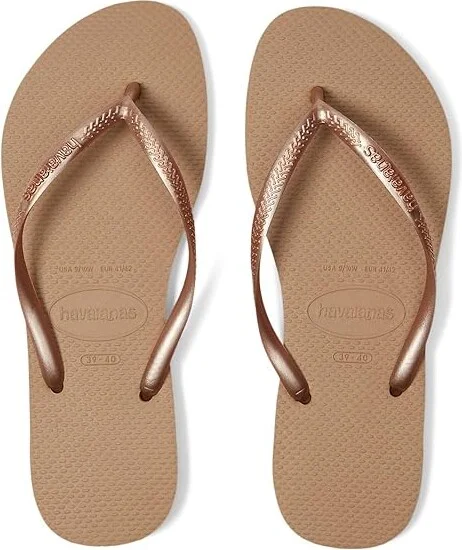 Havaianas Slim Flip Flop Sandal Women's Sandals Rose Gold : EU 37-38 (US Men's 5-6 - Women's 7-8) M, Rubber