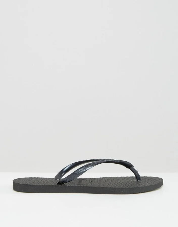 Havaianas slim flip flops in silver - Image 2