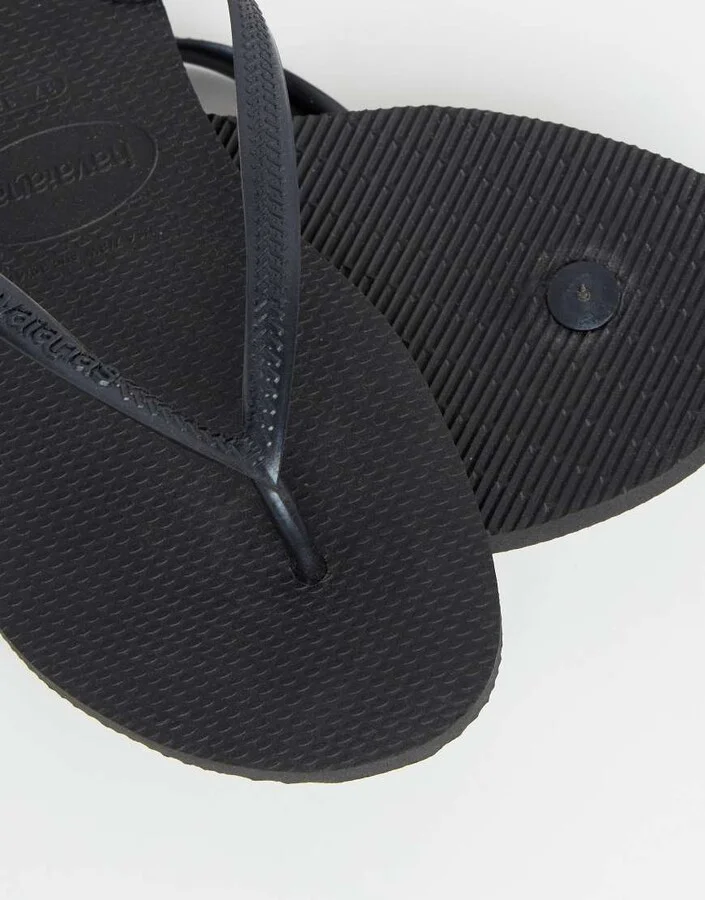Havaianas slim flip flops in silver - Image 3