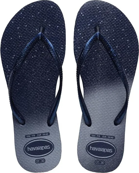Havaianas Slim Gloss Flip Flop Sandal Women's Shoes Navy/Navy : EU 41-42 (US Men's 9-10 - Women's 11-12) M, Synthetic - Image 2