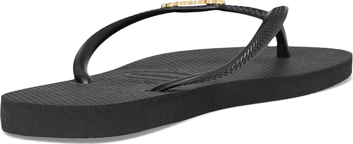 Havaianas Slim Logo Metallic Flip Flops Women's Sandals Black/Golden : EU 35-36 (US Men's 4-5 - Women's 5-6) M, Rubber - Image 4