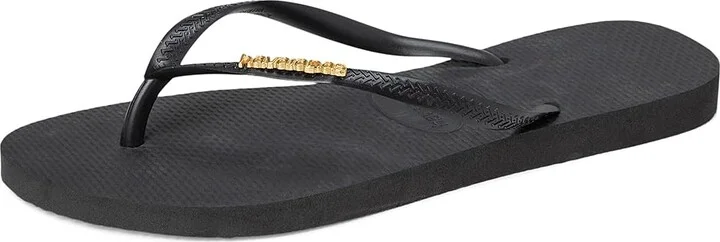Havaianas Slim Logo Metallic Flip Flops Women's Sandals Black/Golden : EU 35-36 (US Men's 4-5 - Women's 5-6) M, Rubber - Image 5