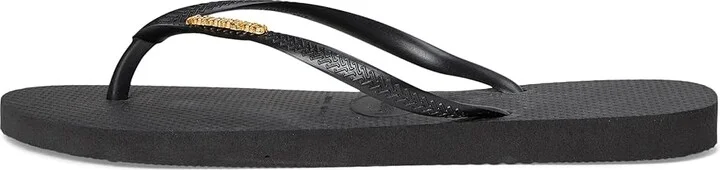 Havaianas Slim Logo Metallic Flip Flops Women's Sandals Black/Golden : EU 35-36 (US Men's 4-5 - Women's 5-6) M, Rubber - Image 6