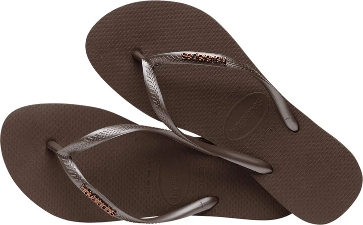 HAVAIANAS Slim Logo Metallic Womens Flip Flops - Image 4