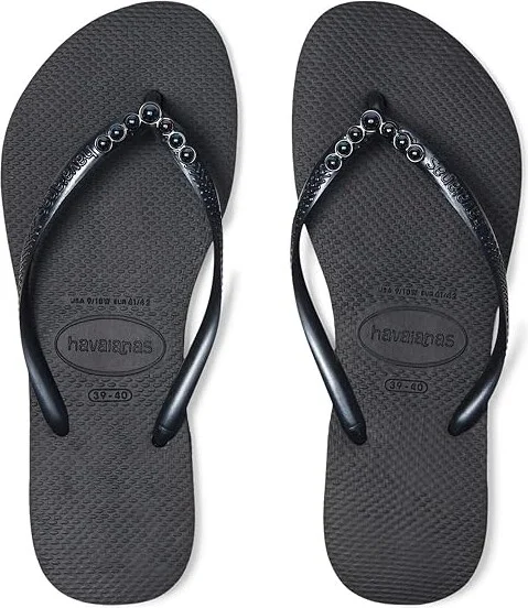 Havaianas Slim Pearls Sandals Women's Sandals Black : EU 41-42 (US Women's 11-12) M, Rubber