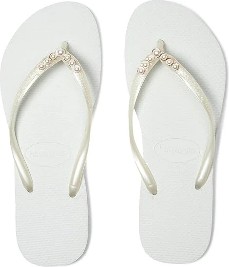 Havaianas Slim Pearls Sandals Women's Sandals White : EU 41-42 (US Men's 9-10 - Women's 11-12) M, Rubber