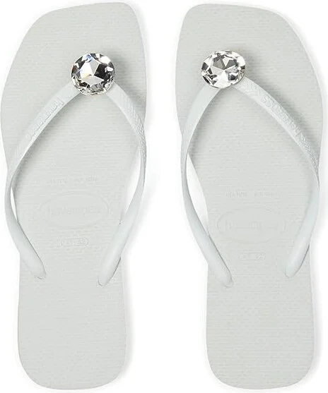 Havaianas Slim Square Centenary Diamond Sandals Women's Sandals White : EU 35-36 (US Men's 4-5 - Women's 5-6) M, Rubber