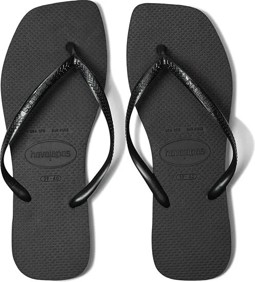 Havaianas Slim Square Flip Flop Sandal Women's Sandals Black : EU 35-36 (US Men's 4-5 - Women's 5-6) M, Rubber
