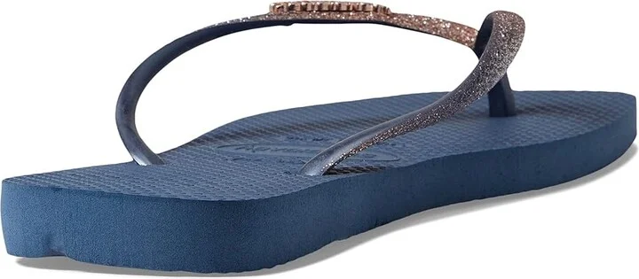 Havaianas Slim Square Glitter Flip Flop Sandal Women's Sandals Indigo Blue : EU 35-36 (US Men's 4-5 - Women's 5-6) M, Synthetic - Image 2