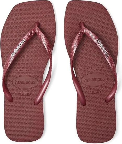 Havaianas Slim Square Logo Metallic Flip-Flop Women's Sandals Amaranth : EU 41-42 (US Women's 11-12) M, Rubber