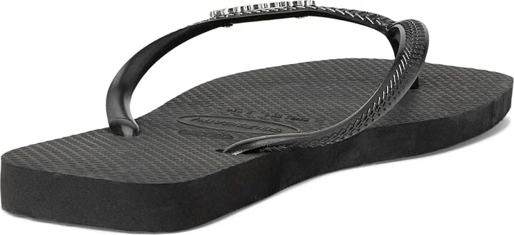 Havaianas Slim Square Logo Metallic Flip-Flop Women's Sandals Black/Silver : EU 37-38 (US Women's 7-8) M, Rubber - Image 4
