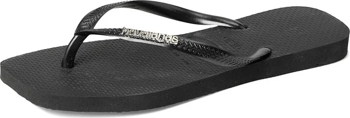 Havaianas Slim Square Logo Metallic Flip-Flop Women's Sandals Black/Silver : EU 37-38 (US Women's 7-8) M, Rubber - Image 5
