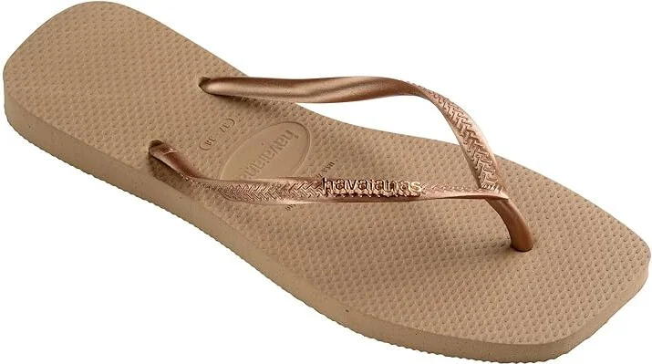 Havaianas Slim Square Logo Metallic Flip-Flop Women's Sandals Rose Gold/Rose Gold : EU 39-40 (US Women's 9-10) M, Rubber - Image 2